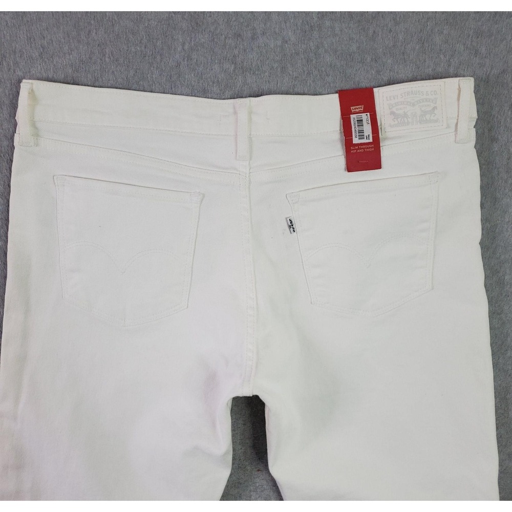 Levis 711 Ankle Skinny Jeans Womens 16 W33 White Lace Up Hem Raw Crop Stretch - Picture 7 of 16
